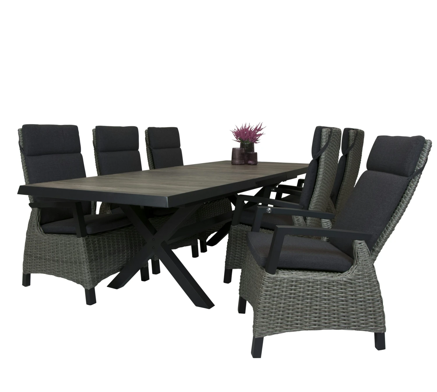 Qopps Ottowa Uitschuif Tafel 205/265 X 100 Antraciet Met Orlon Verstelbare Tuinstoel - Afbeelding 3