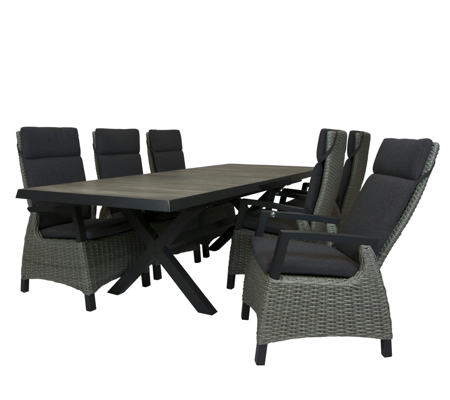 Qopps Ottowa Uitschuif Tafel 205/265 X 100 Antraciet Met Orlon Verstelbare Tuinstoel - Afbeelding 2