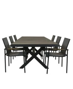 Qopps Ottowa Uitschuif Tuintafel 205/265 X 100 Antraciet Met Tuinstoel Tulsi