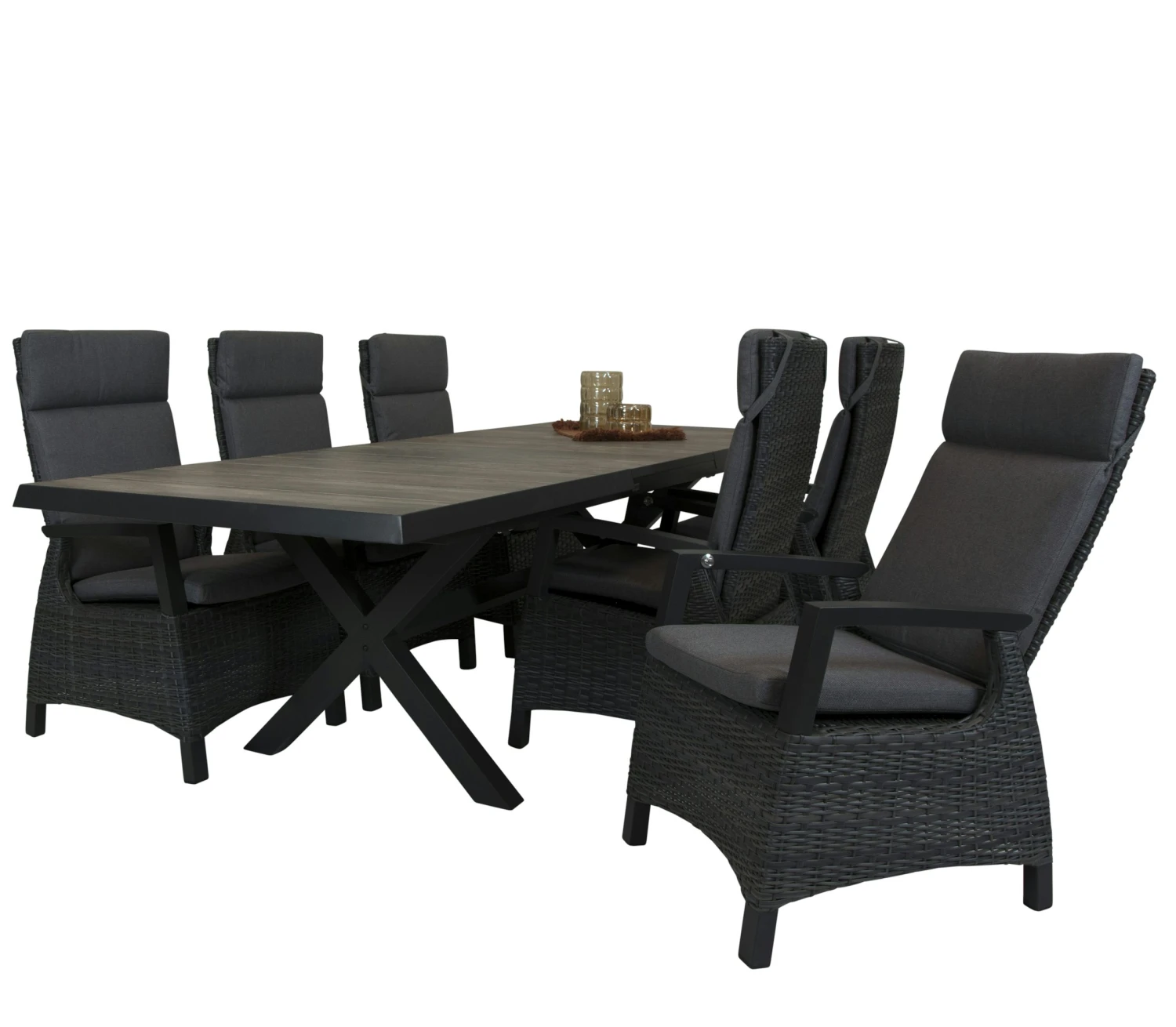 Qopps Ottowa Uitschuif Tafel 205/265 X 100 Antraciet Met Tuinstoel Verstelbaar Darwin Royal - Afbeelding 3