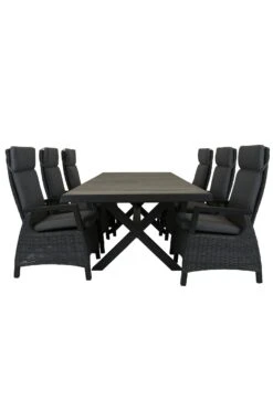 Qopps Ottowa Uitschuif Tafel 205/265 X 100 Antraciet Met Tuinstoel Verstelbaar Darwin Royal