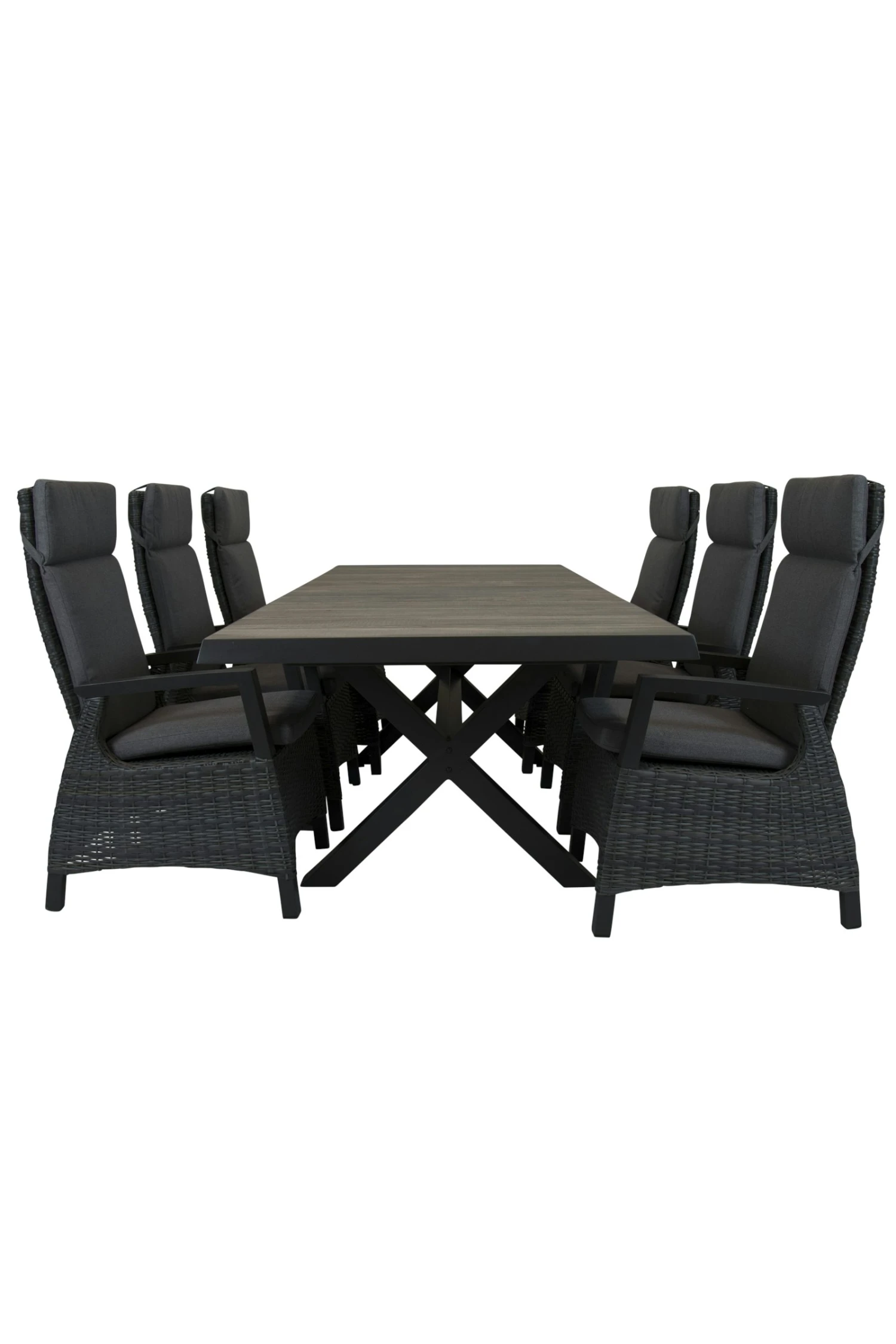 Qopps Ottowa Uitschuif Tafel 205/265 X 100 Antraciet Met Tuinstoel Verstelbaar Darwin Royal