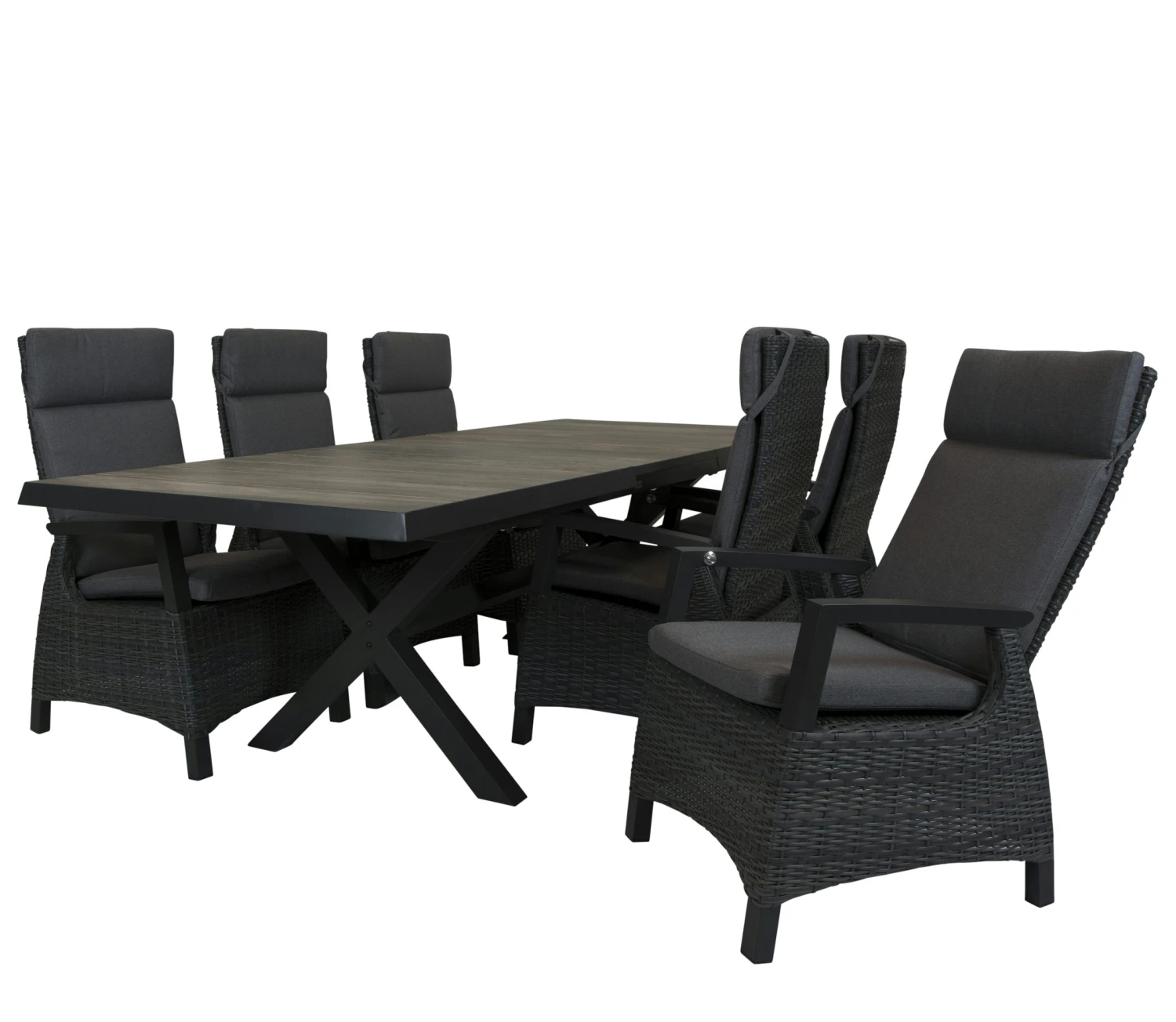 Qopps Ottowa Uitschuif Tafel 205/265 X 100 Antraciet Met Tuinstoel Verstelbaar Darwin Royal - Afbeelding 2