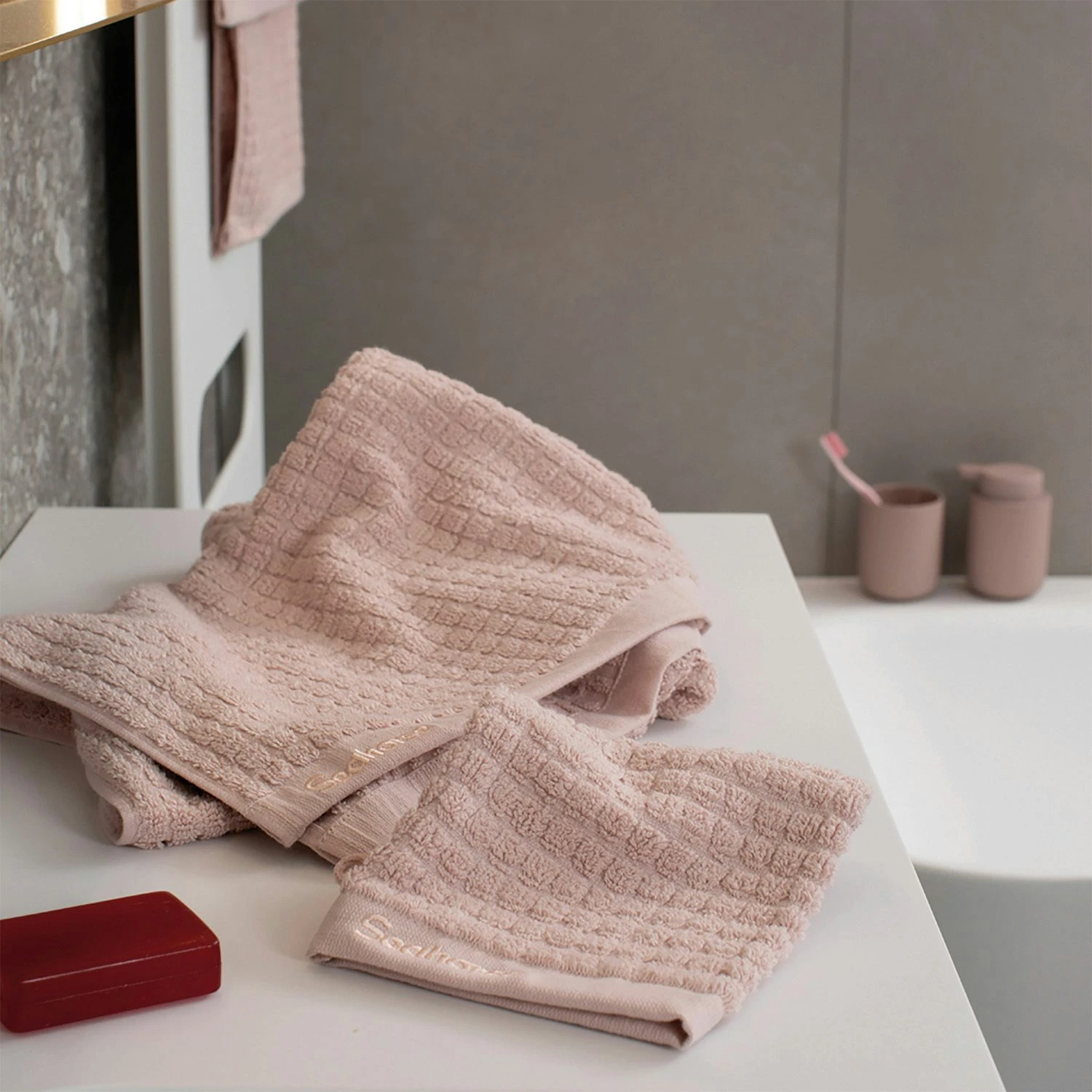 Seahorse Cube Baddoek 60 X 110 Cm Soft Blush - Afbeelding 3