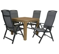Alberto Teak Tafel 92.5 X 92.5 Met Qopps Houston Verstelbare Tuinstoel