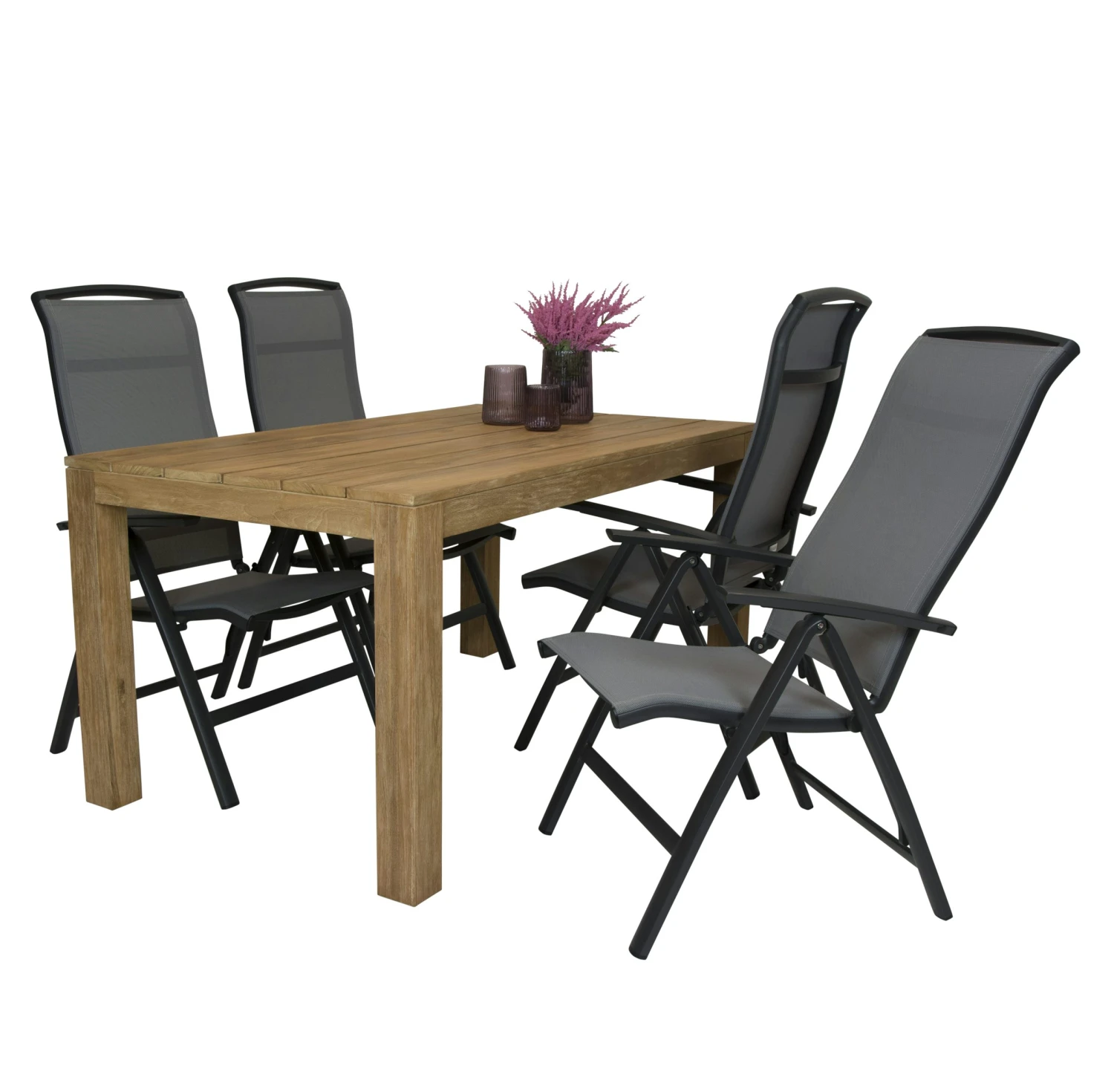 Alberto Teak Tuintafel 160 Met Qopps Houston Verstelbare Tuinstoel - Afbeelding 3