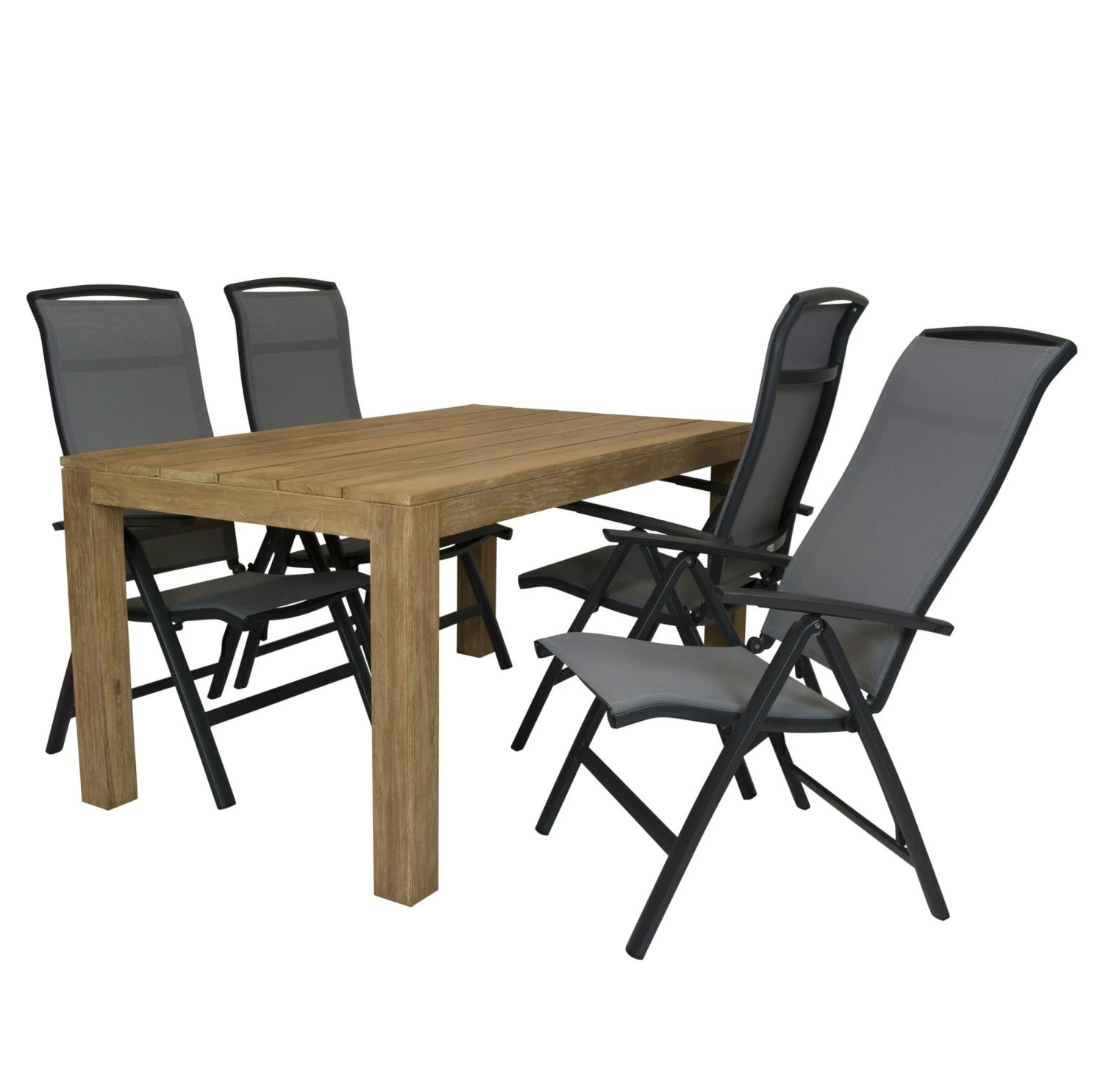 Alberto Teak Tuintafel 160 Met Qopps Houston Verstelbare Tuinstoel - Afbeelding 2