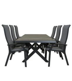 Qopps Admiral Tuintafel 224 X 104 Antraciet Met Verstelbare Tuinstoel Livorno