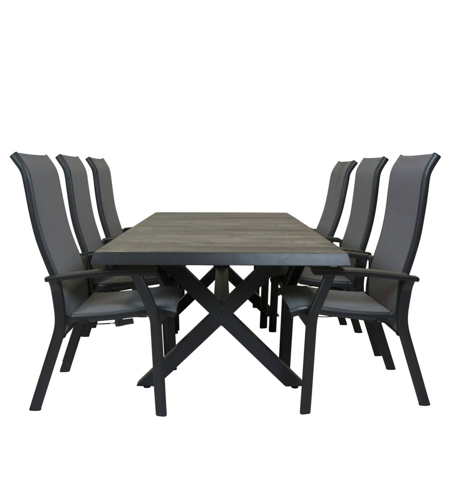 Qopps Admiral Tuintafel 224 X 104 Antraciet Met Verstelbare Tuinstoel Livorno