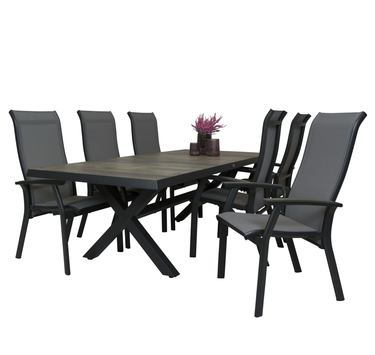 Qopps Admiral Tuintafel 224 X 104 Antraciet Met Verstelbare Tuinstoel Livorno - Afbeelding 3