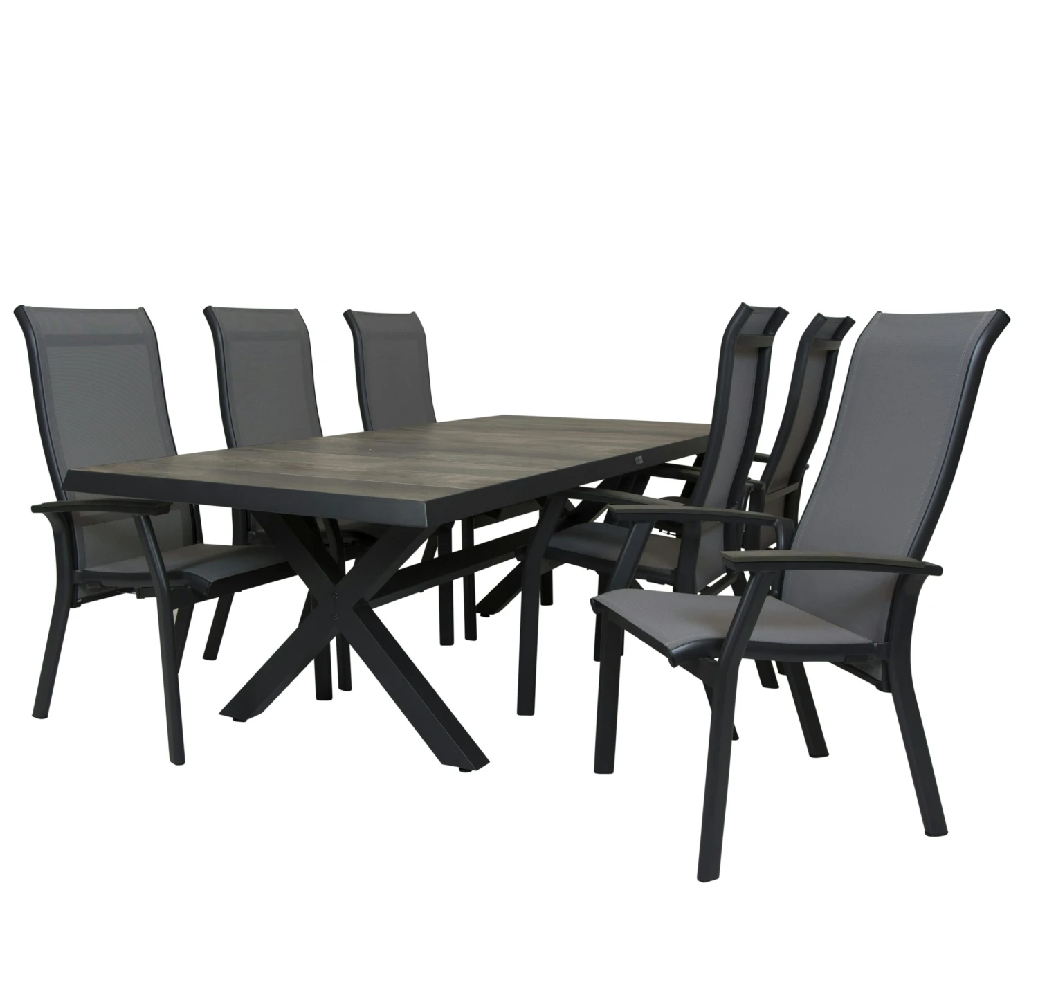 Qopps Admiral Tuintafel 224 X 104 Antraciet Met Verstelbare Tuinstoel Livorno - Afbeelding 2