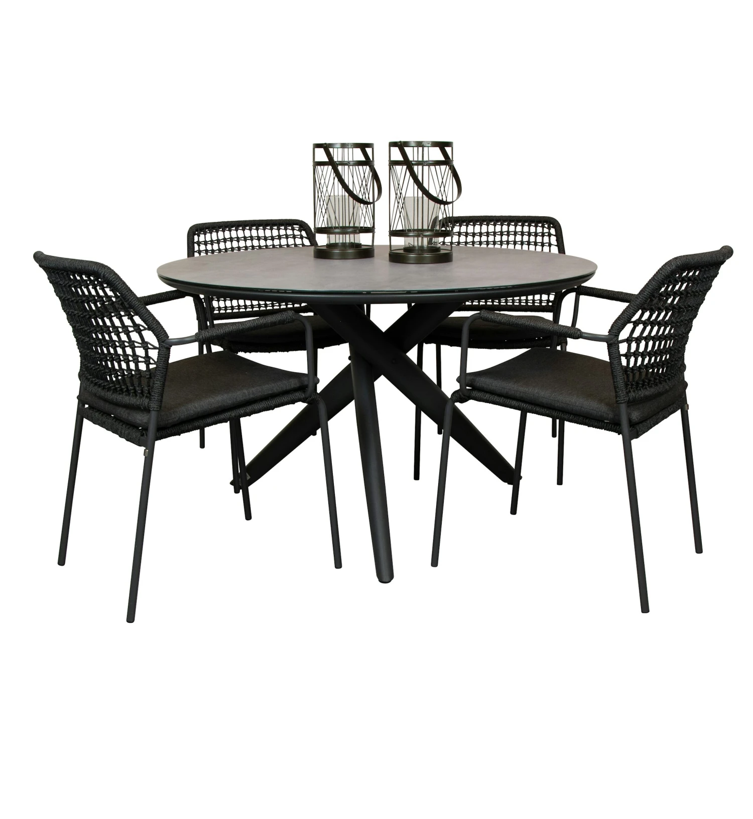 Qopps Zukla Tuintafel 120 Cm Rond Met Taste Barista Stapelbare Tuinstoel - Afbeelding 2