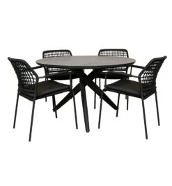 Qopps Zukla Tuintafel 120 Cm Rond Met Taste Barista Stapelbare Tuinstoel