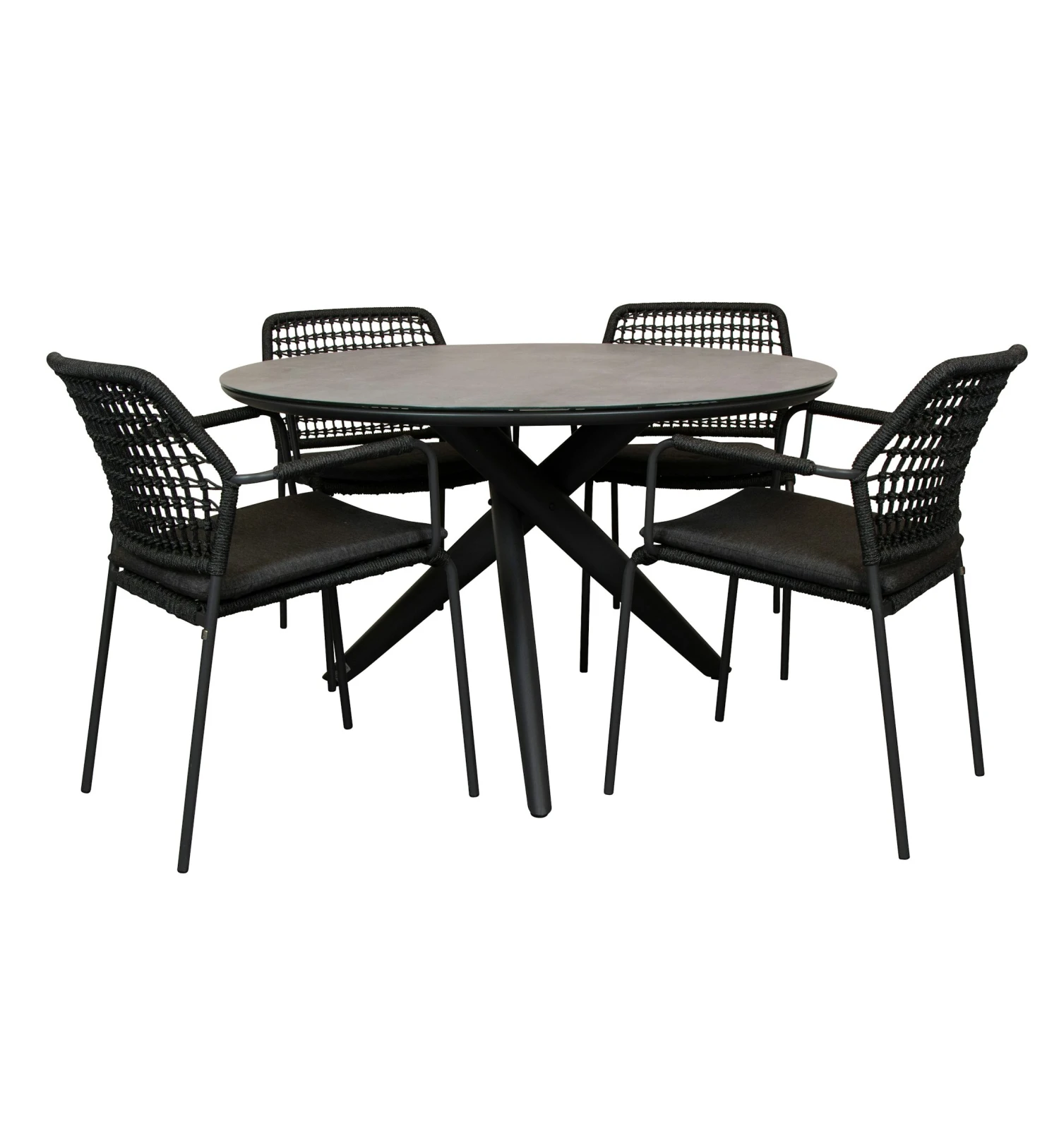 Qopps Zukla Tuintafel 120 Cm Rond Met Taste Barista Stapelbare Tuinstoel