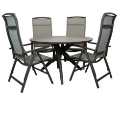 Qopps Zukla 120 Cm Rond Tuintafel Met Houston Verstelbare Tuinstoel