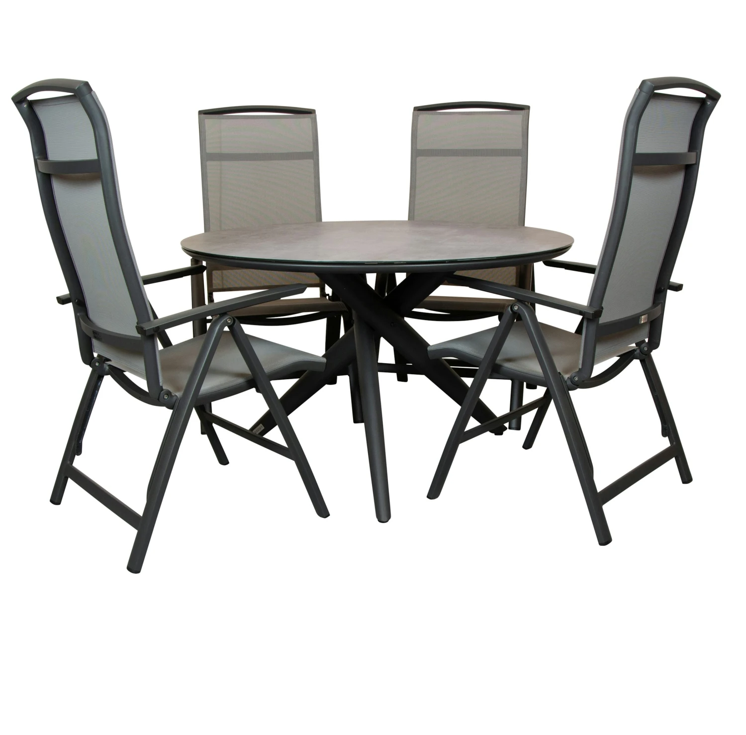 Qopps Zukla 120 Cm Rond Tuintafel Met Houston Verstelbare Tuinstoel