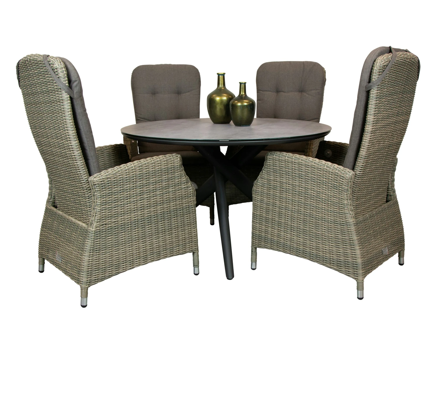 Qopps Zukla 120 Cm Rond Tuintafel Met Memphis Verstelbare Tuinstoel - Afbeelding 2