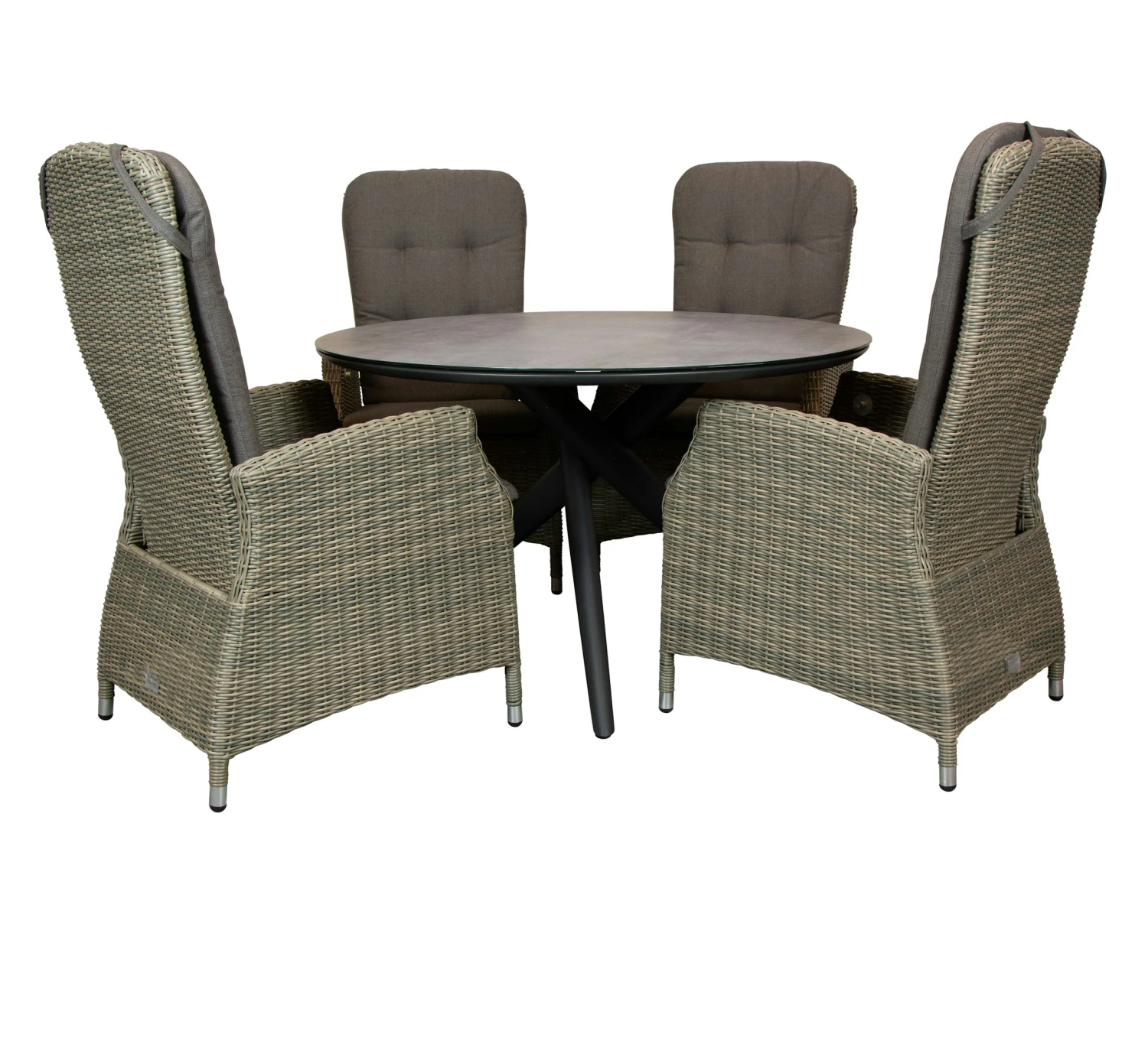 Qopps Zukla 120 Cm Rond Tuintafel Met Memphis Verstelbare Tuinstoel