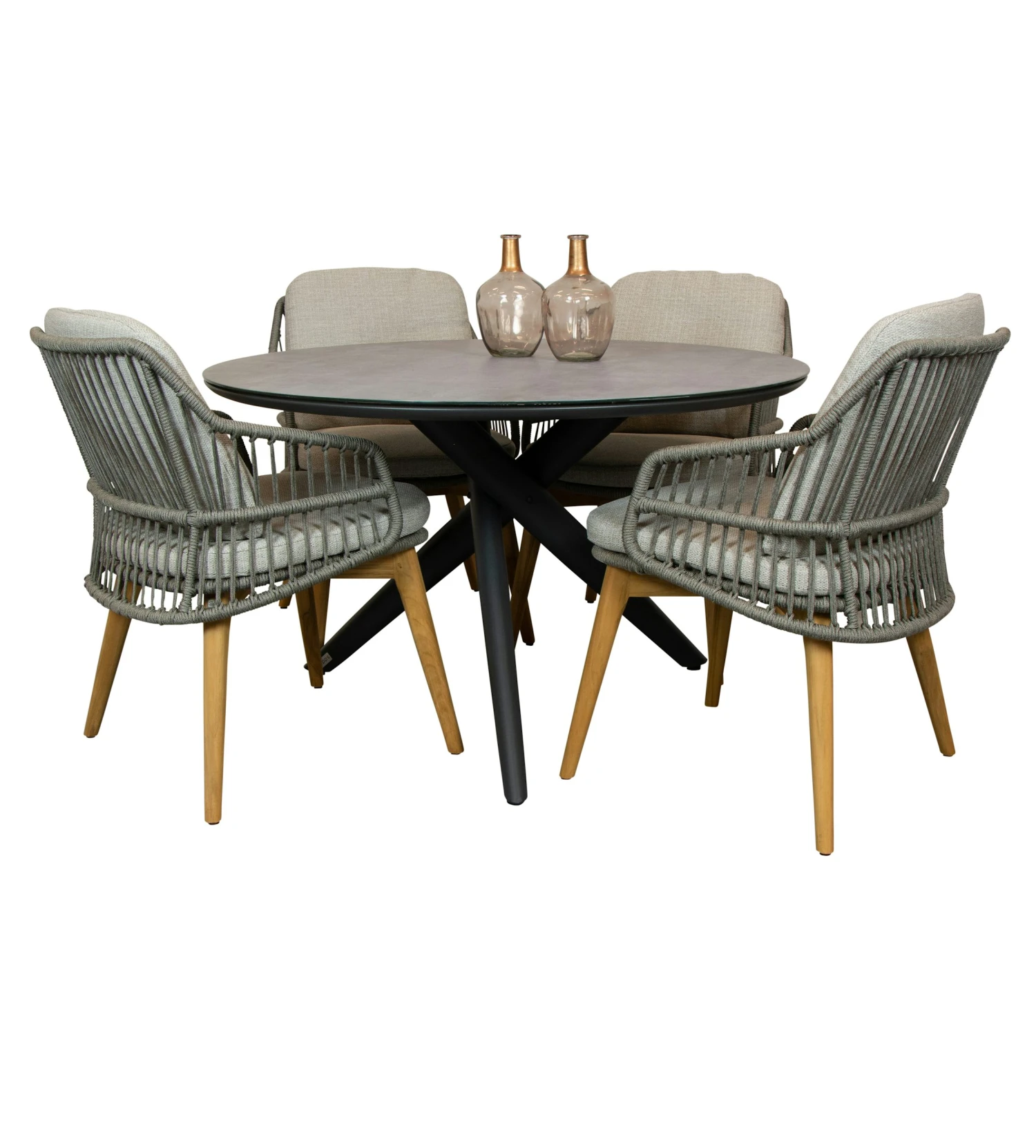 Qopps Zulka 120 Cm Rond Tuintafel Met Sempre Dining Tuinstoel - Afbeelding 2