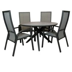 Qopps Zukla 120 Cm Rond Tuintafel Met Victory Verstelbare Tuinstoel