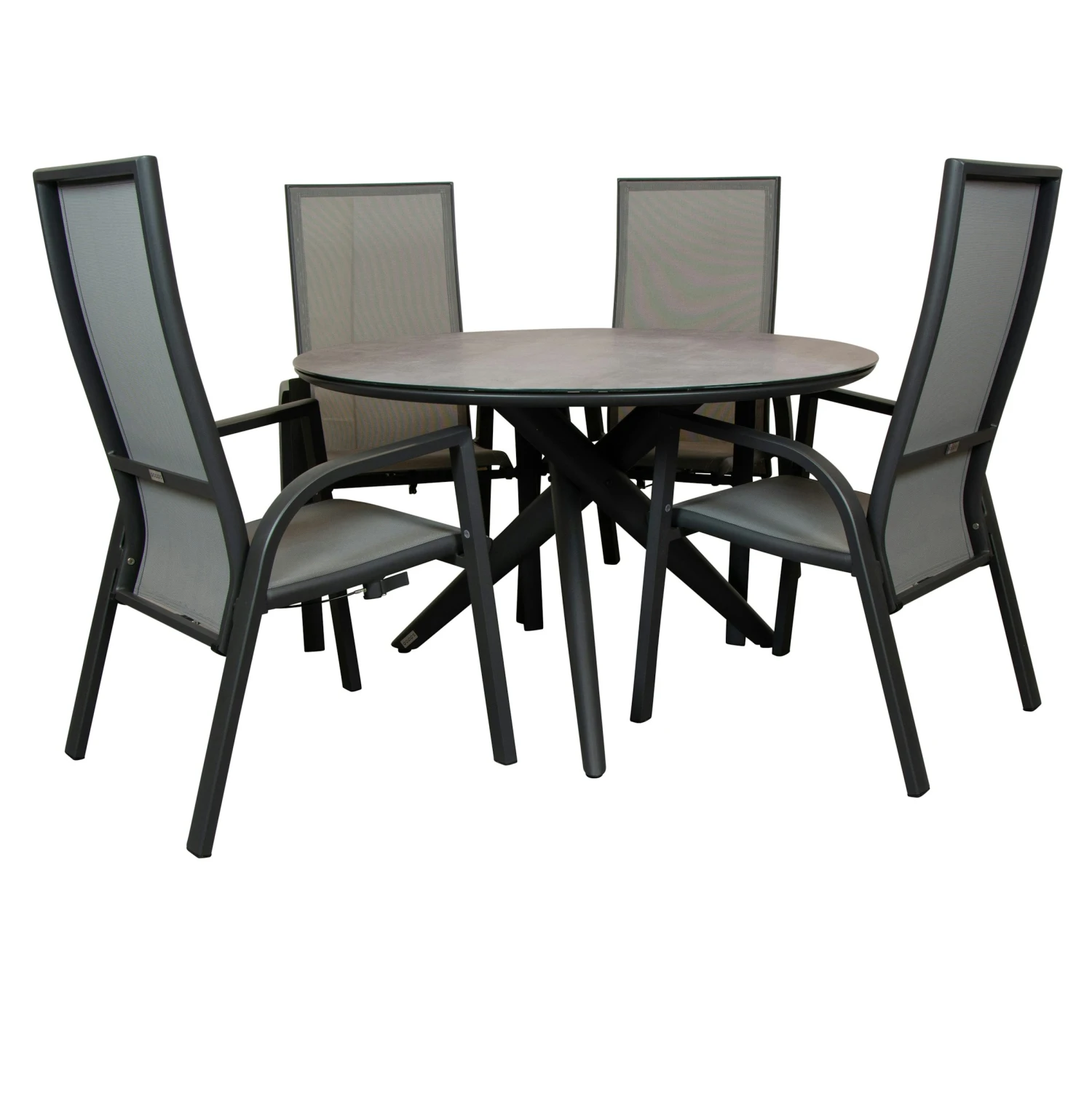 Qopps Zukla 120 Cm Rond Tuintafel Met Victory Verstelbare Tuinstoel