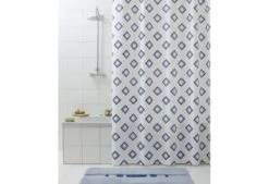 Douchegordijn Vinyl Rombo Blauw 180x200cm Incl. Ri