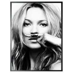 Schilderij 62x82cm Kate Moss Moustache