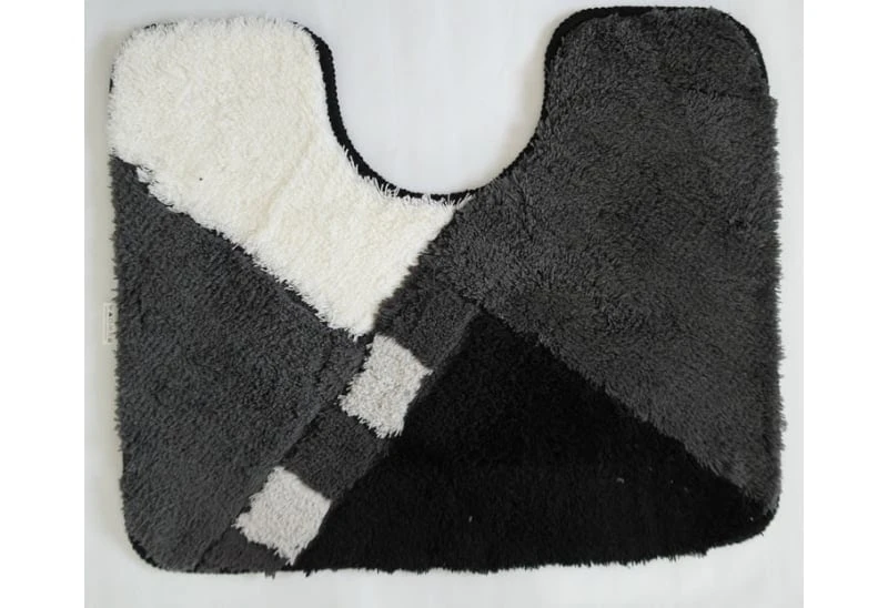 Toiletmat 50 X 60 Cm Zwart/wit/grijs Geblokt
