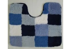 Toiletmat 50 X 60 Cm Blokken Wit/blauw