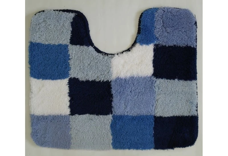 Toiletmat 50 X 60 Cm Blokken Wit/blauw