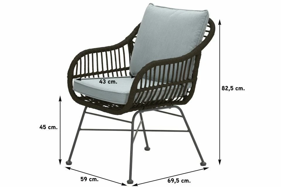 Margriet Dining Tuinstoel Carbon / Mint Grey - Afbeelding 2